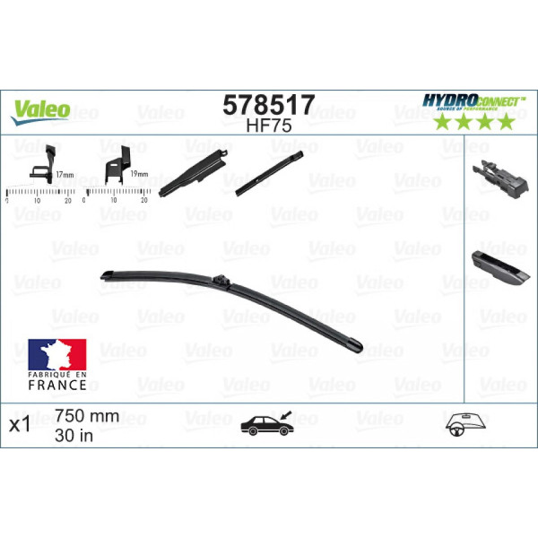 Valytuvas Valeo HydroConnect HF75, 750 mm