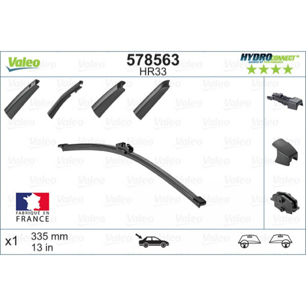 Galinis valytuvas Valeo HydroConnect HR33, 335 mm