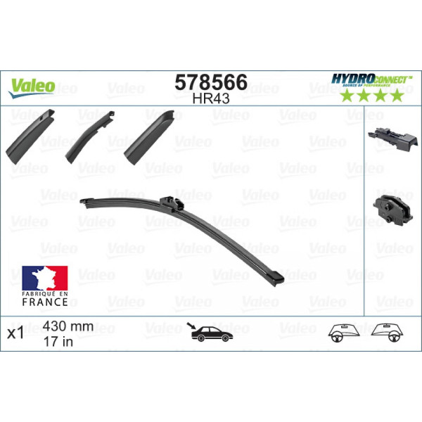 Galinis valytuvas Valeo HydroConnect HR43, 430 mm