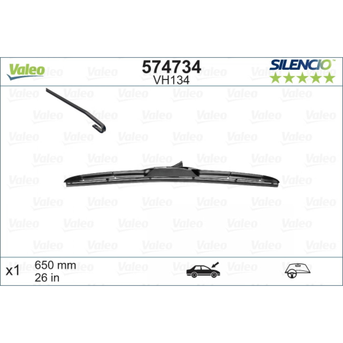 Valytuvas Valeo Silencio Hybrid VH134, 650 mm Valytuvas Valeo Silencio Hybrid VH134, 650 mm