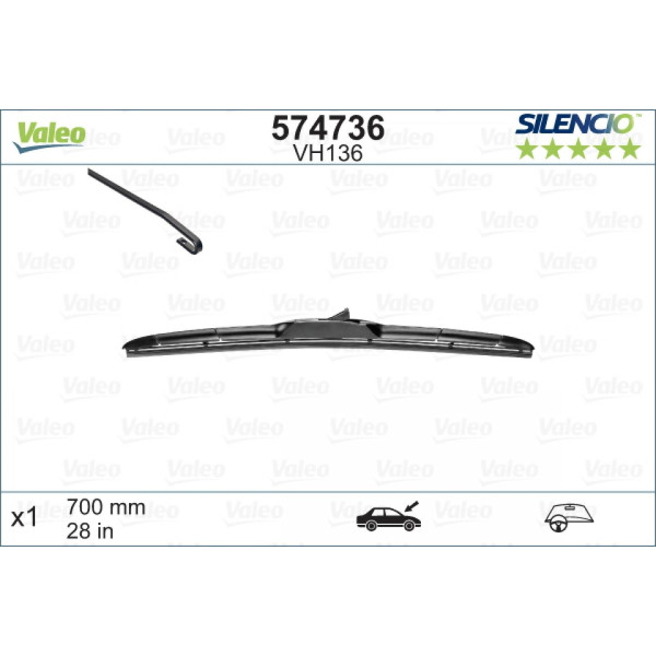 Valytuvas Valeo Silencio Hybrid VH136, 700 mm