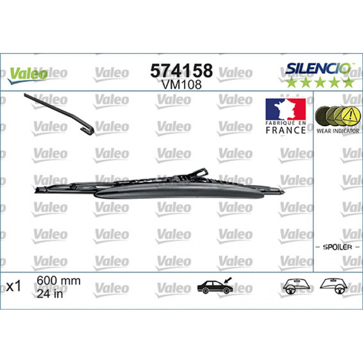 Valytuvas Valeo Silencio Performance Spoiler VM108, 600 mm Valytuvas Valeo Silencio Performance Spoiler VM108, 600 mm