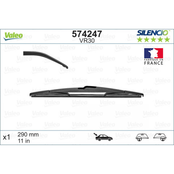 Galinis valytuvas Valeo Silencio Performance VR30, 290 mm