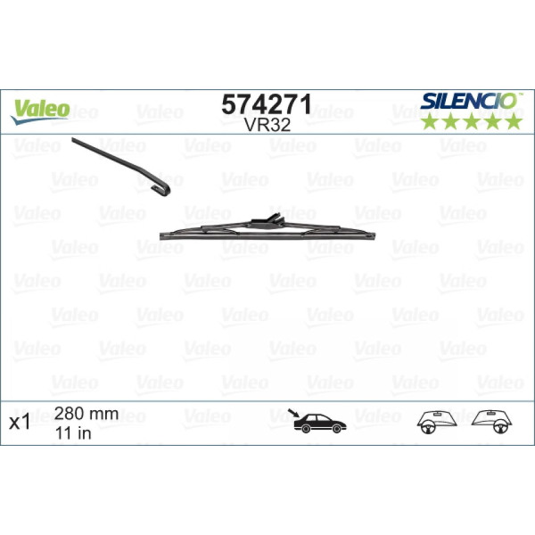 Galinis valytuvas Valeo Silencio Performance VR32, 280 mm