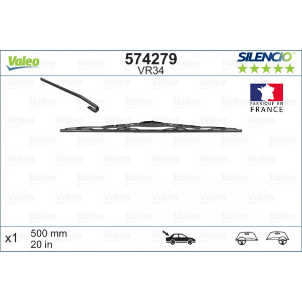 Galinis valytuvas Valeo Silencio Performance VR34, 500 mm