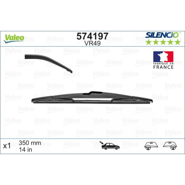 Galinis valytuvas Valeo Silencio Performance VR49, 350 mm