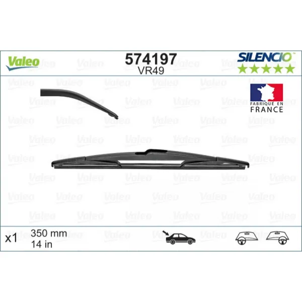 Galinis valytuvas Valeo Silencio Performance VR49, 350 mm