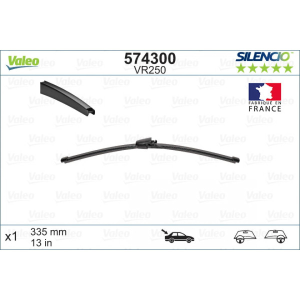 Galinis valytuvas Valeo Silencio Rear VR250, 335 mm