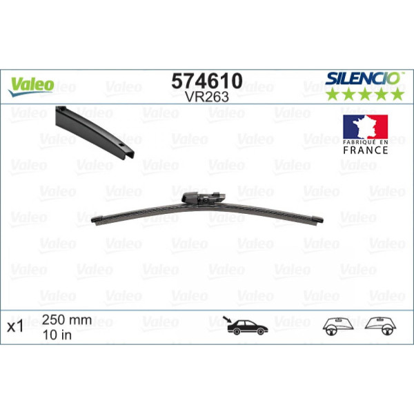 Galinis valytuvas Valeo Silencio Rear VR263, 250 mm