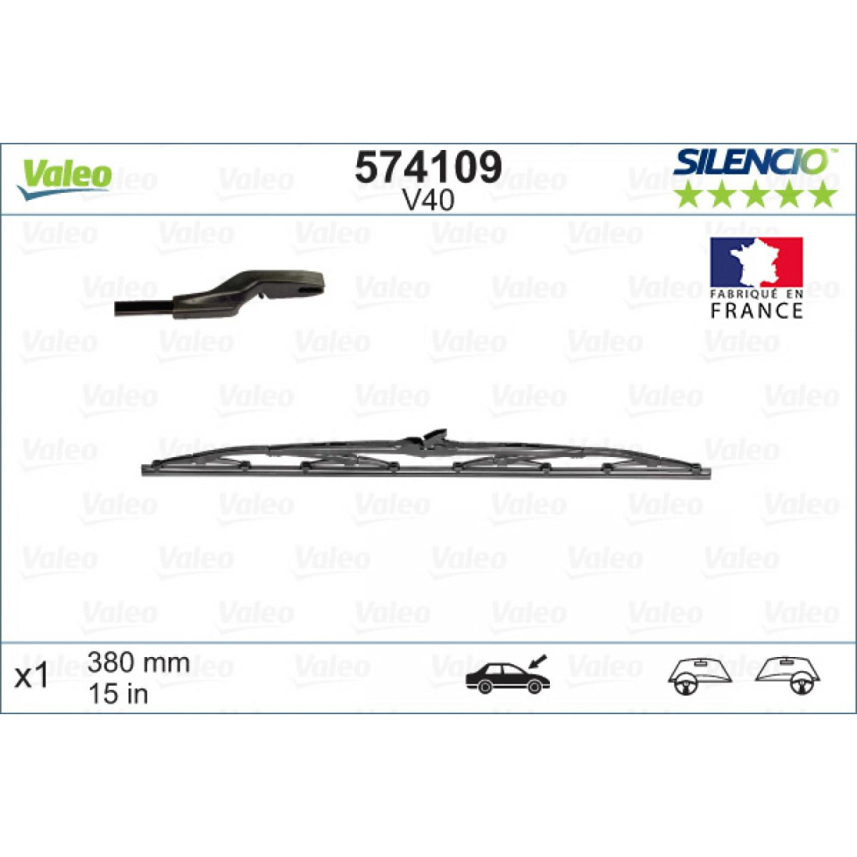 Valytuvas Valeo Silencio Standart V40, 380 mm Valytuvas Valeo Silencio Standart V40, 380 mm