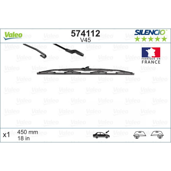 Valytuvas Valeo Silencio Standart V45, 450 mm