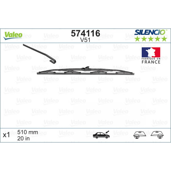 Valytuvas Valeo Silencio Standart V51, 510 mm