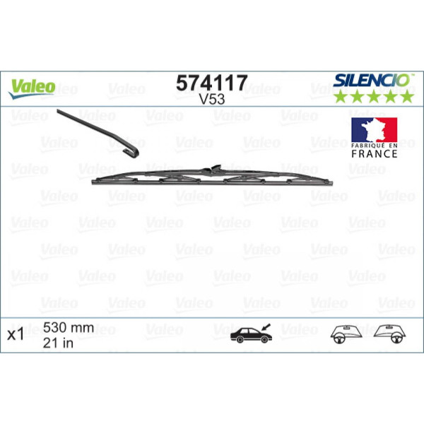 Valytuvas Valeo Silencio Standart V53, 530 mm