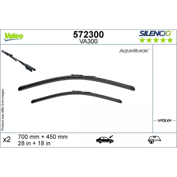 Valytuvų komplektas Valeo Aquablade VA300, 700/450 mm