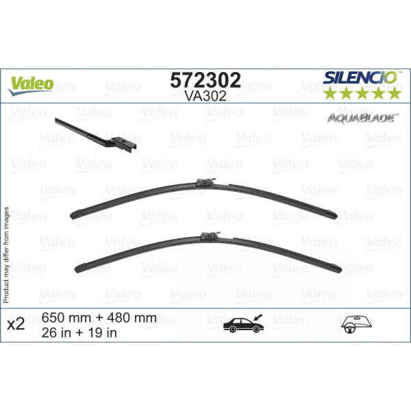 Valytuvų komplektas Valeo Aquablade VA302, 650/480 mm