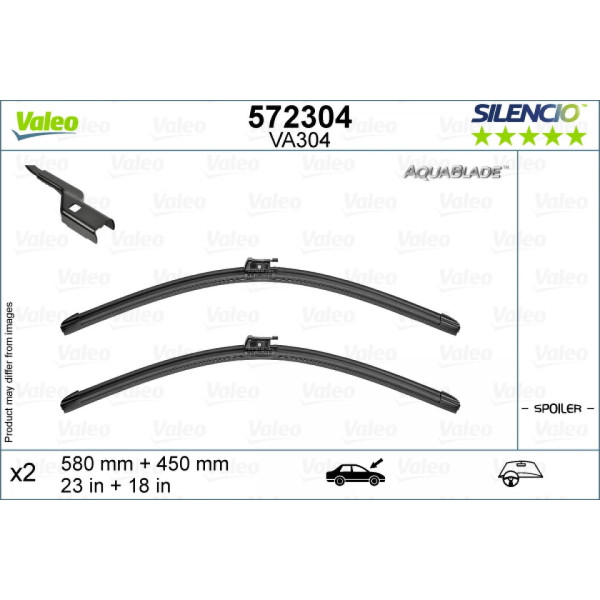 Valytuvų komplektas Valeo Aquablade VA304, 580/450 mm