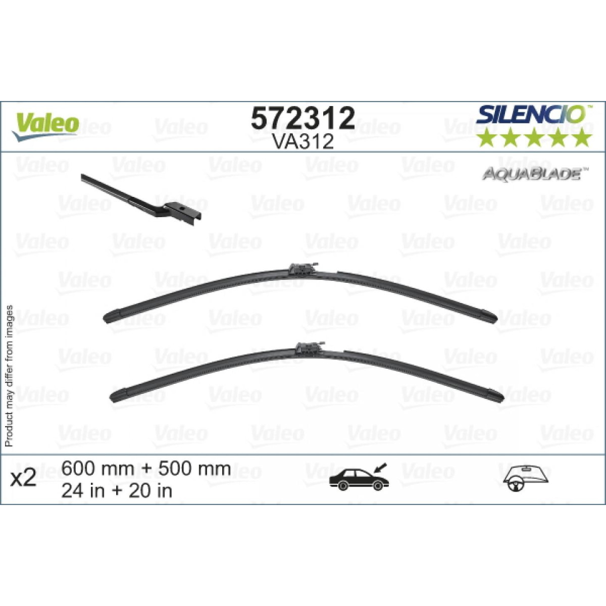 Valytuvų komplektas Valeo Aquablade VA312, 600/500 mm Valytuvų komplektas Valeo Aquablade VA312, 600/500 mm