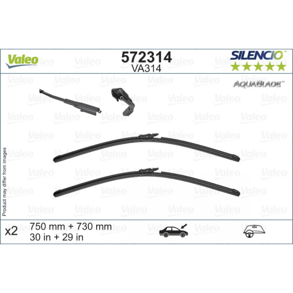 Valytuvų komplektas Valeo Aquablade VA314, 750/730 mm