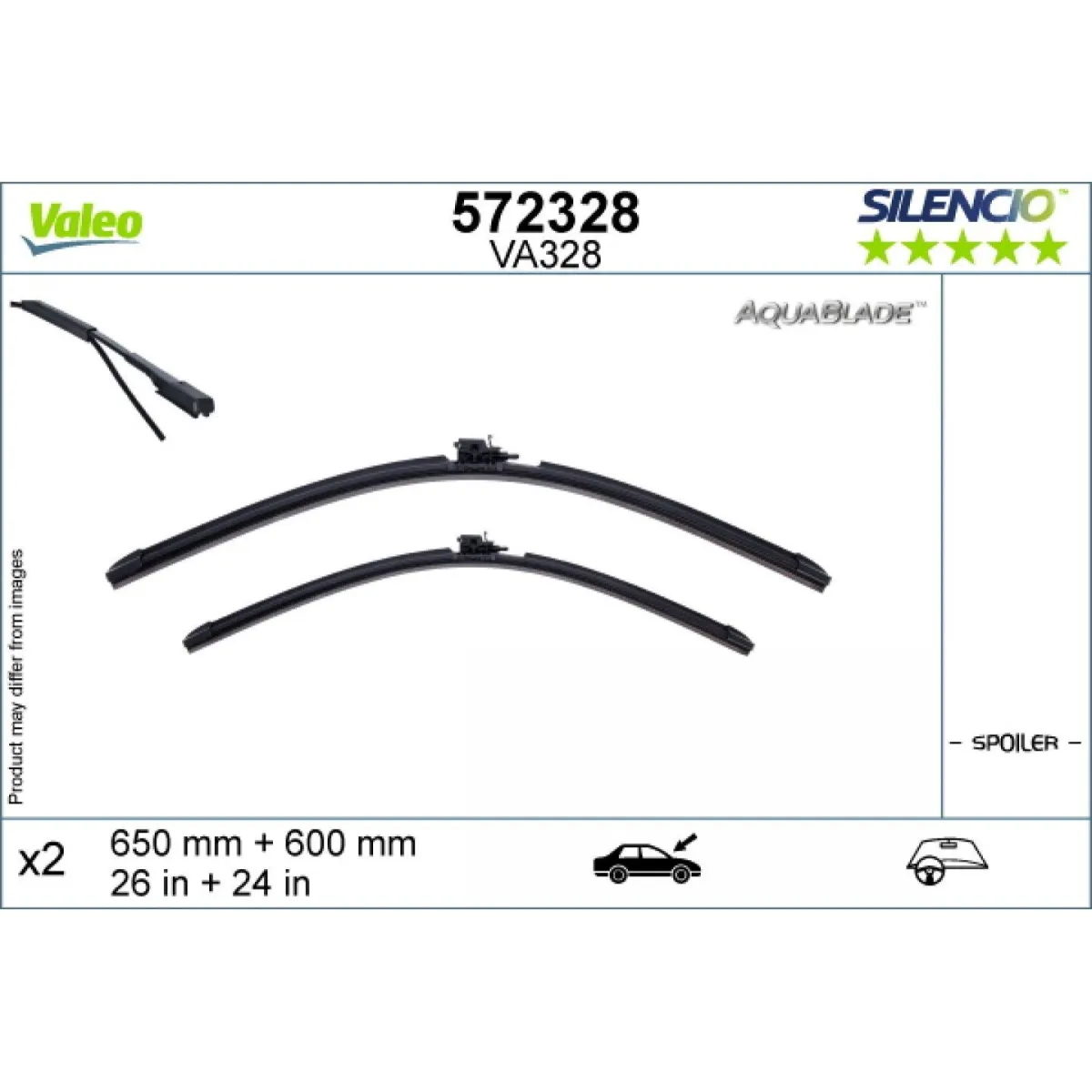 Valytuvų komplektas Valeo Aquablade VA328, 650/600 mm Valytuvų komplektas Valeo Aquablade VA328, 650/600 mm