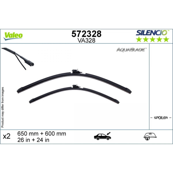 Valytuvų komplektas Valeo Aquablade VA328, 650/600 mm