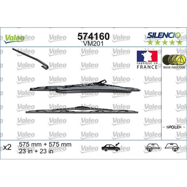 Valytuvų komplektas Valeo Silencio Performance X2 VM201, 575/575 mm