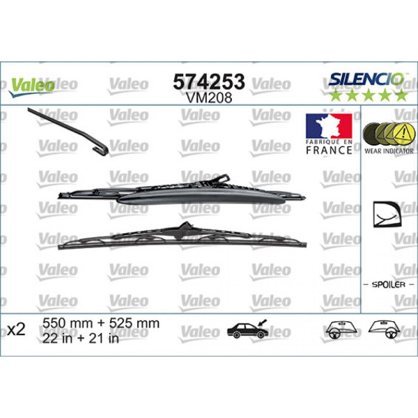 Valytuvų komplektas Valeo Silencio Performance X2 VM208, 550/525 mm