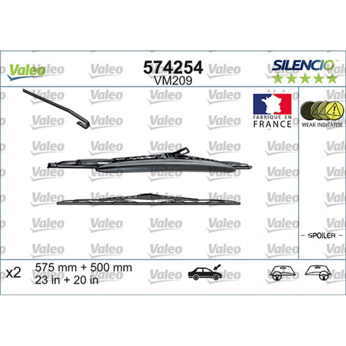 Valytuvų komplektas Valeo Silencio Performance X2 VM209, 575/500 mm Valytuvų komplektas Valeo Silencio Performance X2 VM209, 575/500 mm