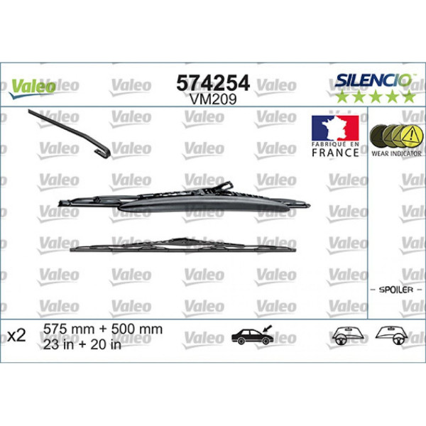 Valytuvų komplektas Valeo Silencio Performance X2 VM209, 575/500 mm