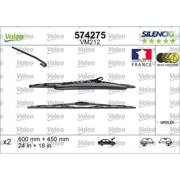 Valytuvų komplektas Valeo Silencio Performance X2 VM212, 600/450 mm