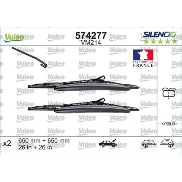 Valytuvų komplektas Valeo Silencio Performance X2 VM214, 650/650 mm