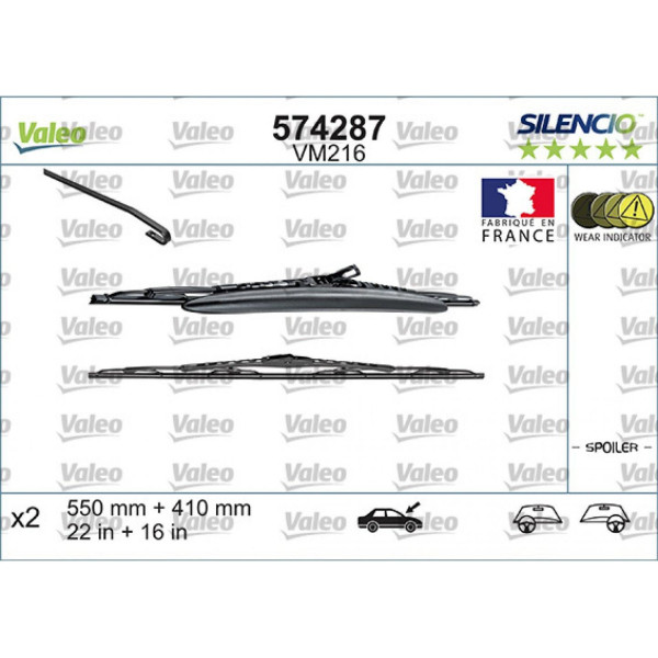 Valytuvų komplektas Valeo Silencio Performance X2 VM216, 550/410 mm