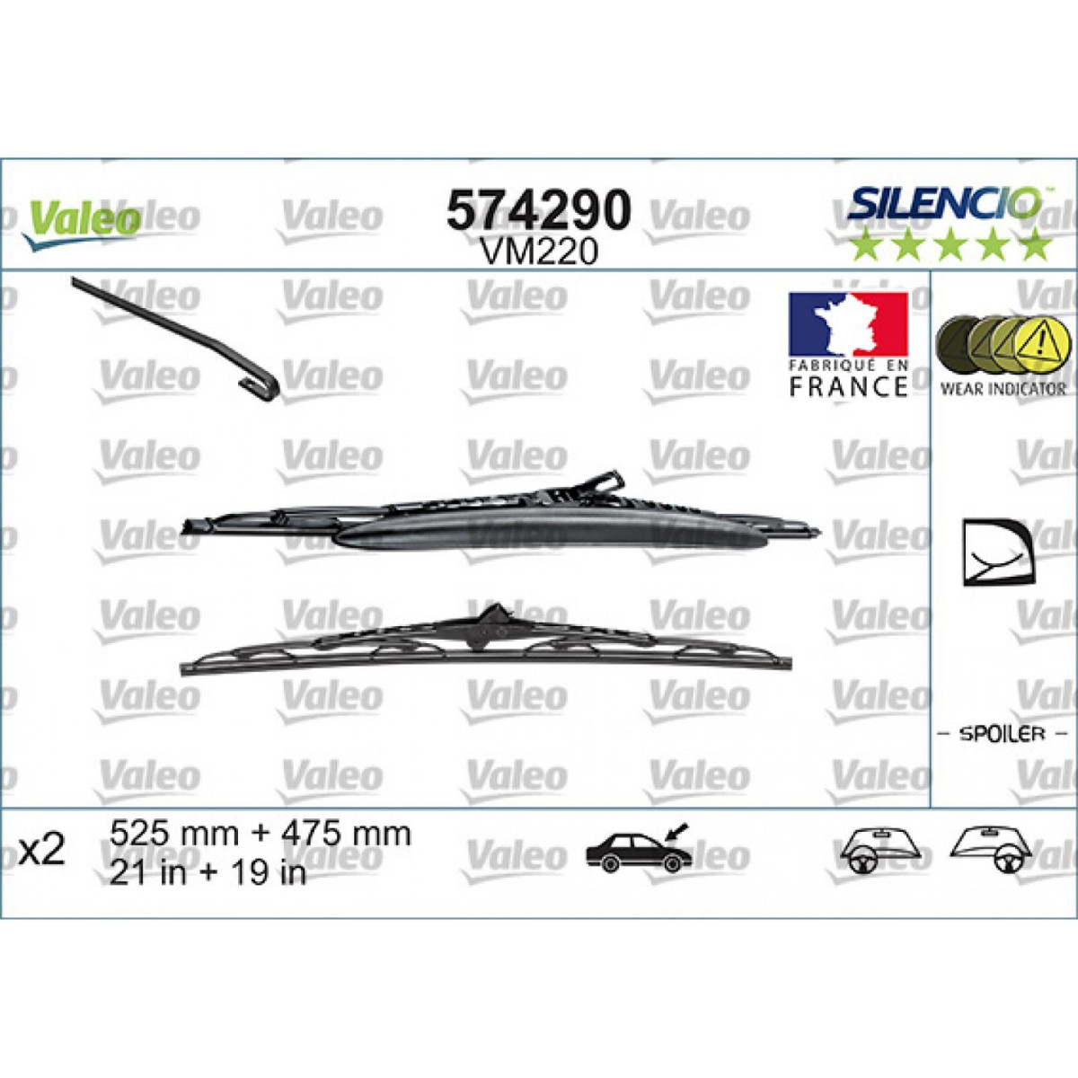 Valytuvų komplektas Valeo Silencio Performance X2 VM220, 525/475 mm Valytuvų komplektas Valeo Silencio Performance X2 VM220, 525/475 mm