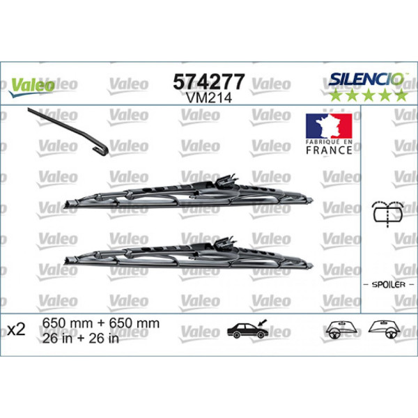 Valytuvų komplektas Valeo Silencio Performance X2 VM222, 475/475 mm