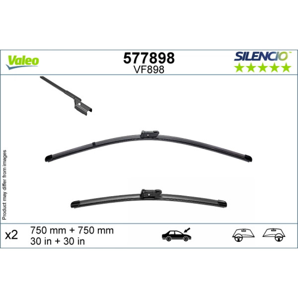 Valytuvų komplektas Valeo Silencio VF898, 750/750 mm