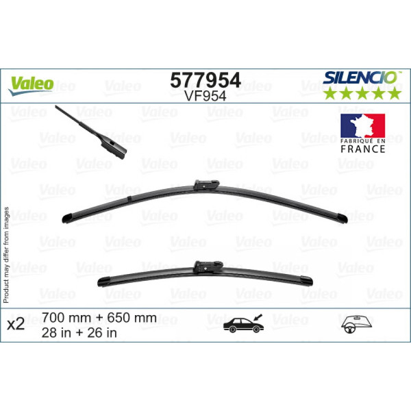 Valytuvų komplektas Valeo Silencio VF954, 700/650 mm