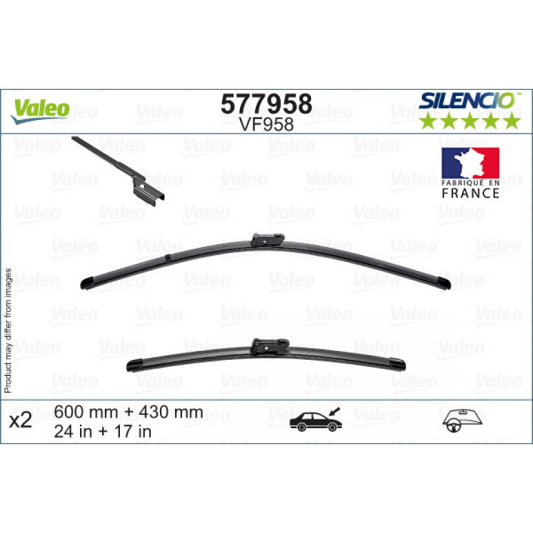 Valytuvų komplektas Valeo Silencio VF958, 600/430 mm