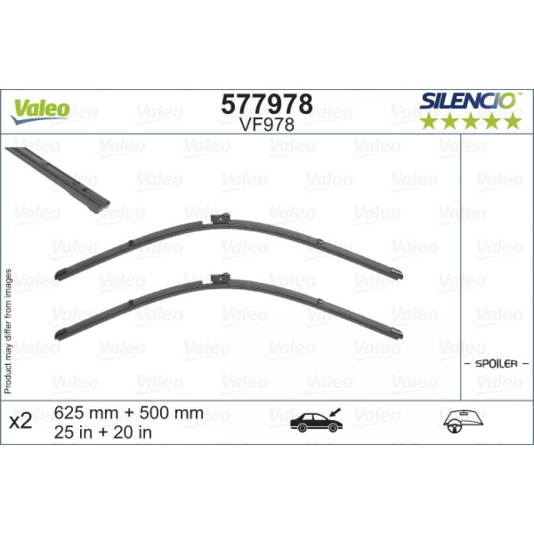Valytuvų komplektas Valeo Silencio VF978, 625/500 mm