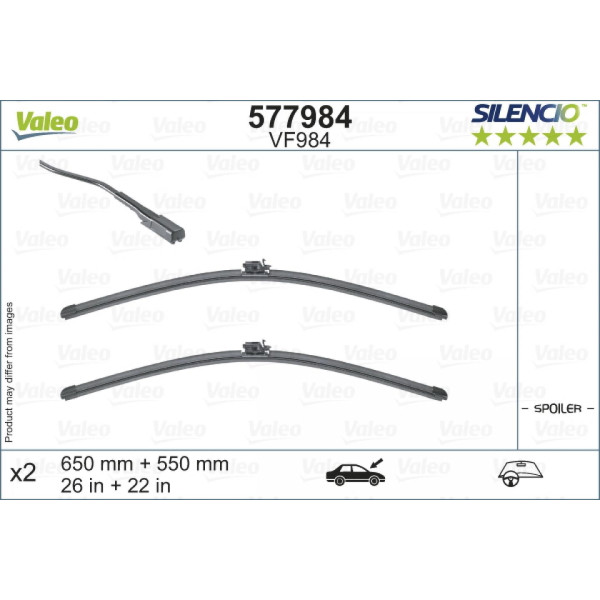Valytuvų komplektas Valeo Silencio VF984, 650/550 mm