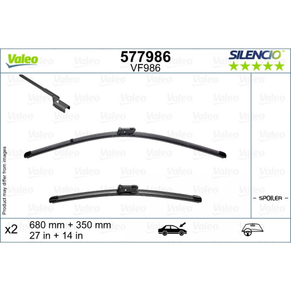 Valytuvų komplektas Valeo Silencio VF986, 680/350 mm