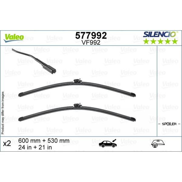Valytuvų komplektas Valeo Silencio VF992, 650/530 mm