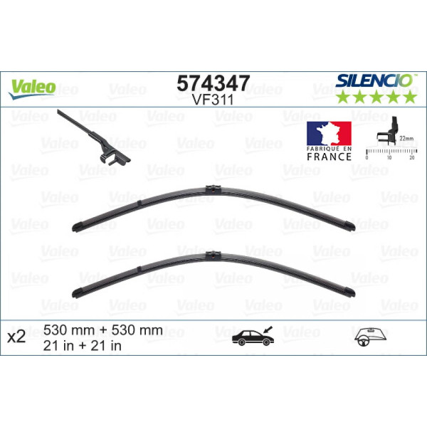 Valytuvų komplektas Valeo Silencio X.TRM OE VF311, 530/530 mm