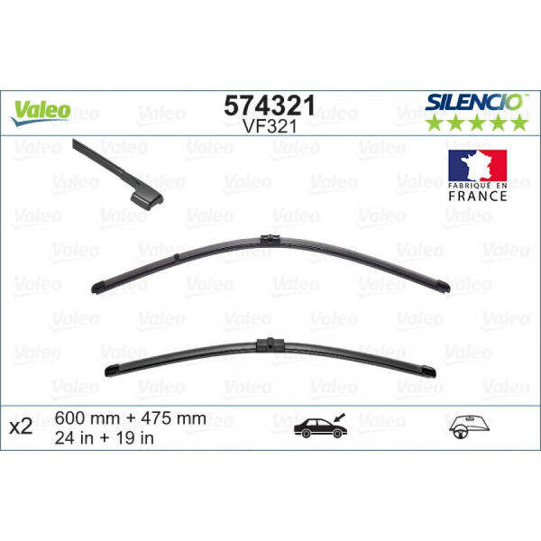 Valytuvų komplektas Valeo Silencio X.TRM OE VF321, 600/475 mm