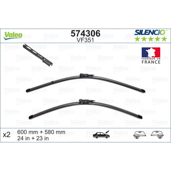 Valytuvų komplektas Valeo Silencio X.TRM OE VF351, 600/580 mm