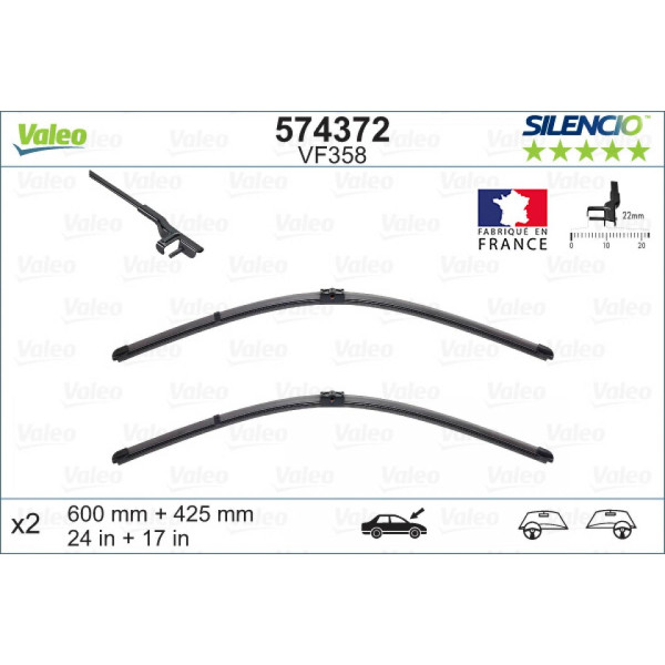 Valytuvų komplektas Valeo Silencio X.TRM OE VF358, 600/425 mm