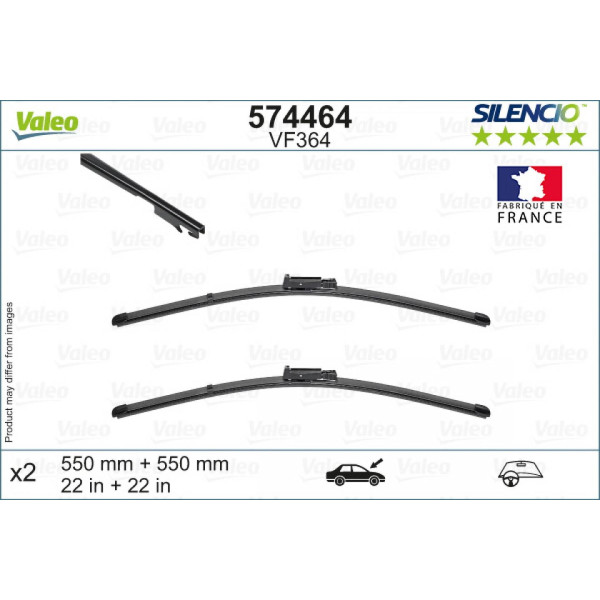 Valytuvų komplektas Valeo Silencio X.TRM OE VF364, 555/555 mm