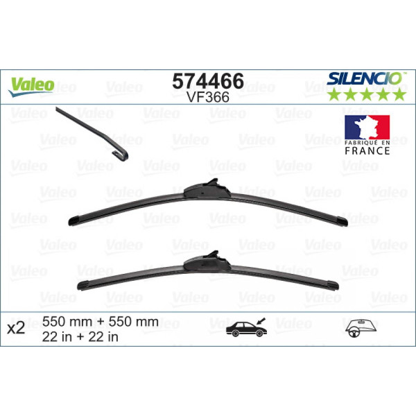 Valytuvų komplektas Valeo Silencio X.TRM OE VF366, 550/550 mm