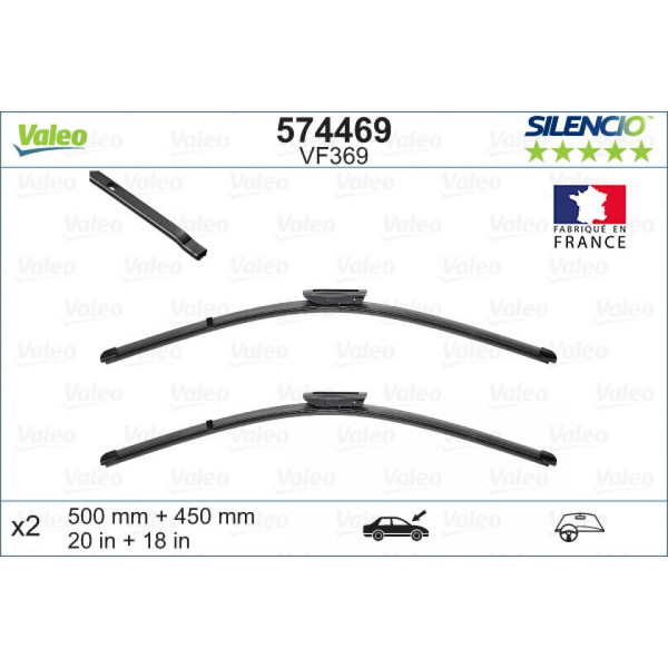 Valytuvų komplektas Valeo Silencio X.TRM OE VF369, 500/450 mm