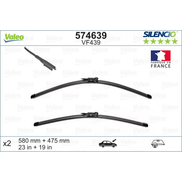 Valytuvų komplektas Valeo Silencio X.TRM OE VF439, 580/475 mm