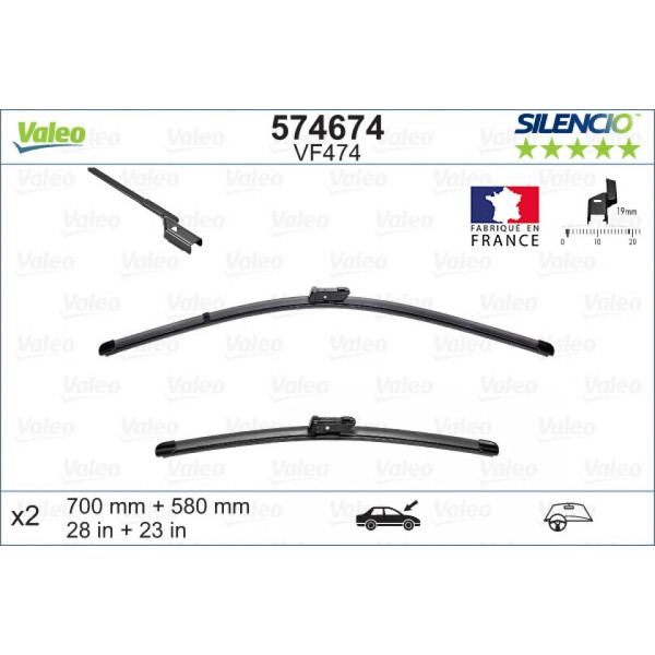 Valytuvų komplektas Valeo Silencio X.TRM OE VF474, 700/580 mm