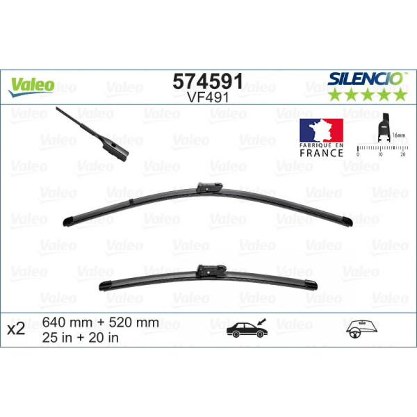 Valytuvų komplektas Valeo Silencio X.TRM OE VF491, 640/520 mm